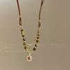 Vintage Light Luxury Maillard Brown Tiger Eye Sunflower Pendant Sweater Necklace For Women