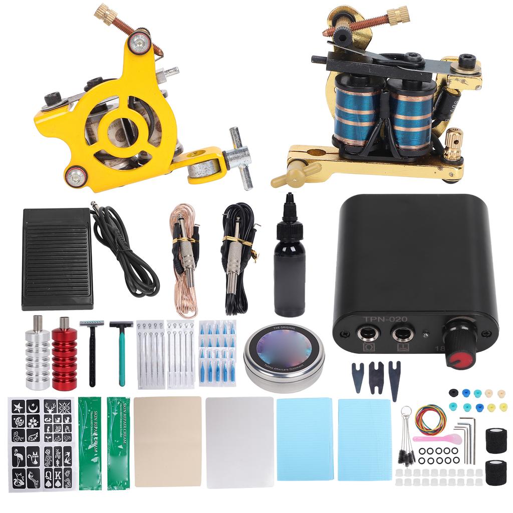 Coil Tattoo Machine Kit Clip Foot Pedal Tattoo Grip Needle Clip Cord Beginner Tattoo Tool Set