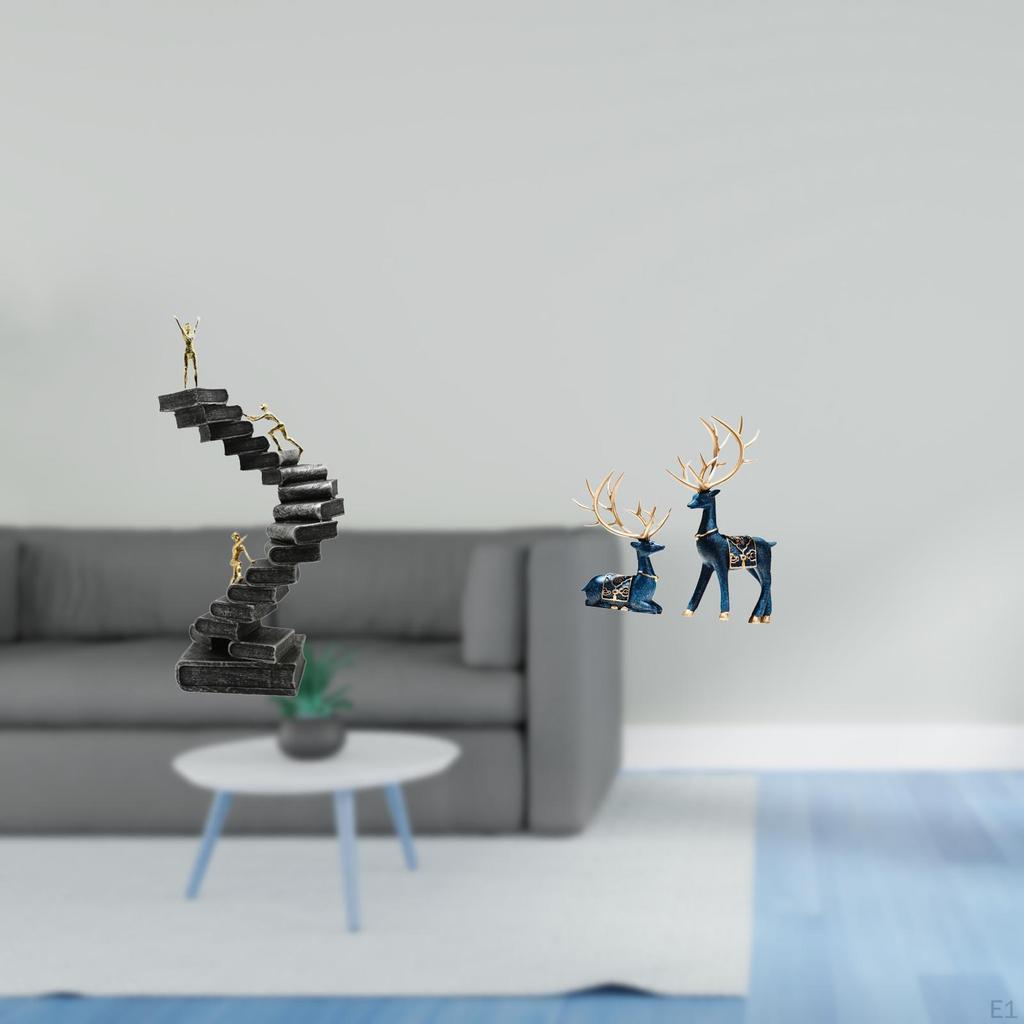 Abstract Resin Thinker And Reindeer Statue Set Unique Decorative Figurines for Bookshelf Desktop