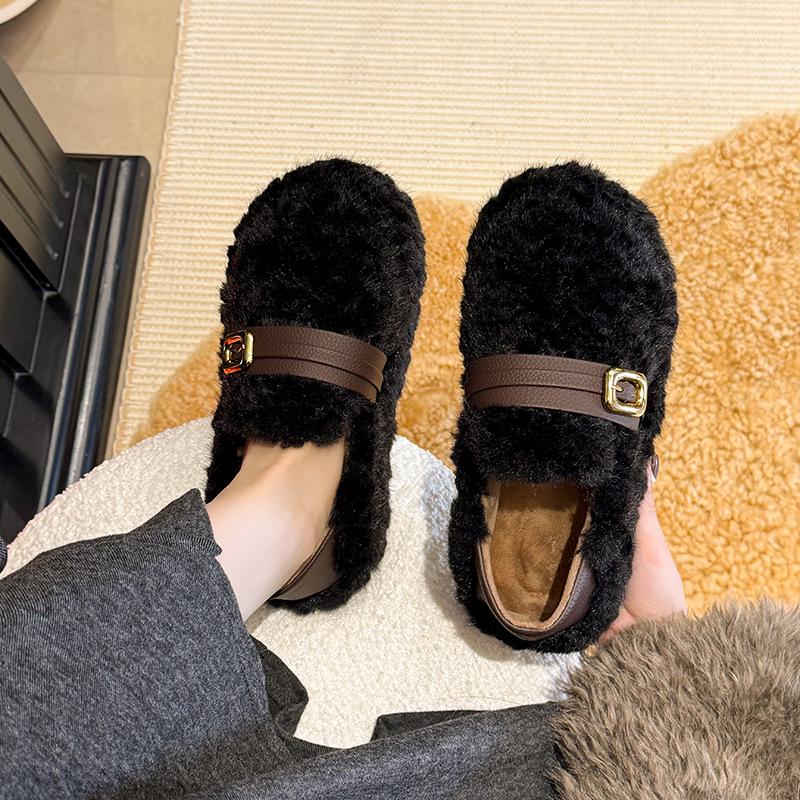 Fashion Retro Versatile Doudou Cotton Shoes Women's Autumn and Winter New Soft-soled Thin Shoes