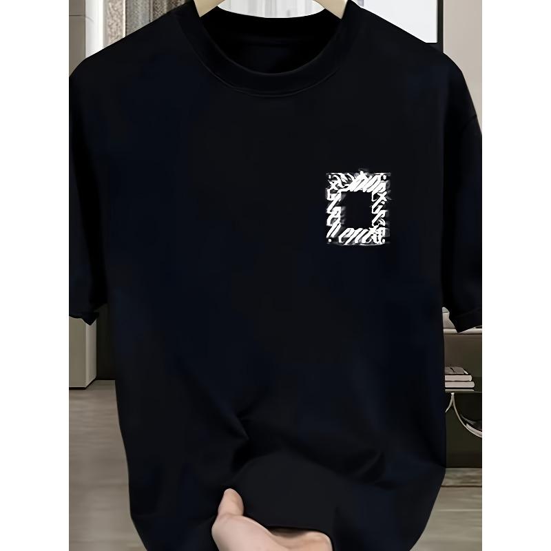 Taglie Europee Uomo Stile High Street Americano, Girocollo, Vestibilità Larga, T-shirt a Maniche Corte, Fresca e Casual, Alla Moda e Versatile
