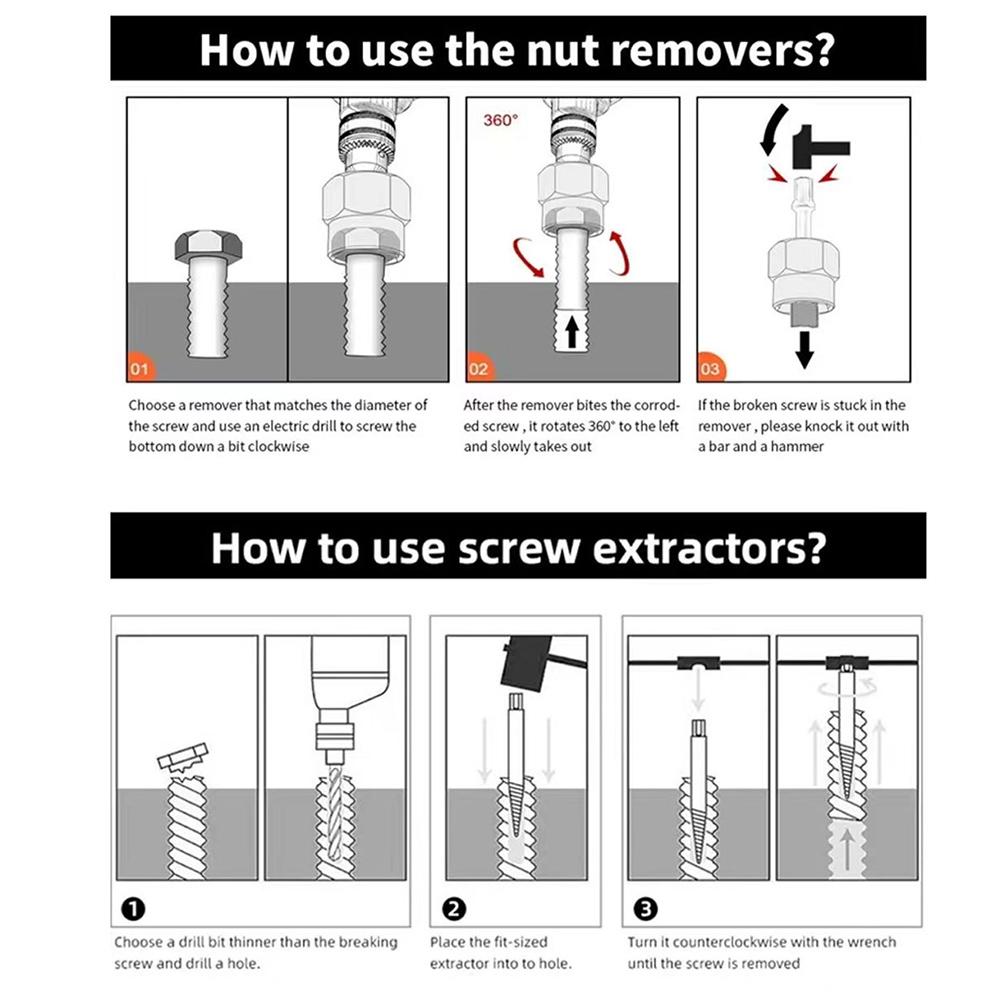 48 Piece Set Impact Bolt Extractor Screw Extractor Set and Stripped Screw Remover, 13 Piece Bolt Extractor, 6 Piece HSS