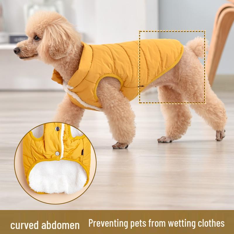 Warme, wasserdichte Baumwollweste für kleine und mittelgroße Hunde – Samtgefütterte Haustierbekleidung für Herbst und Winter