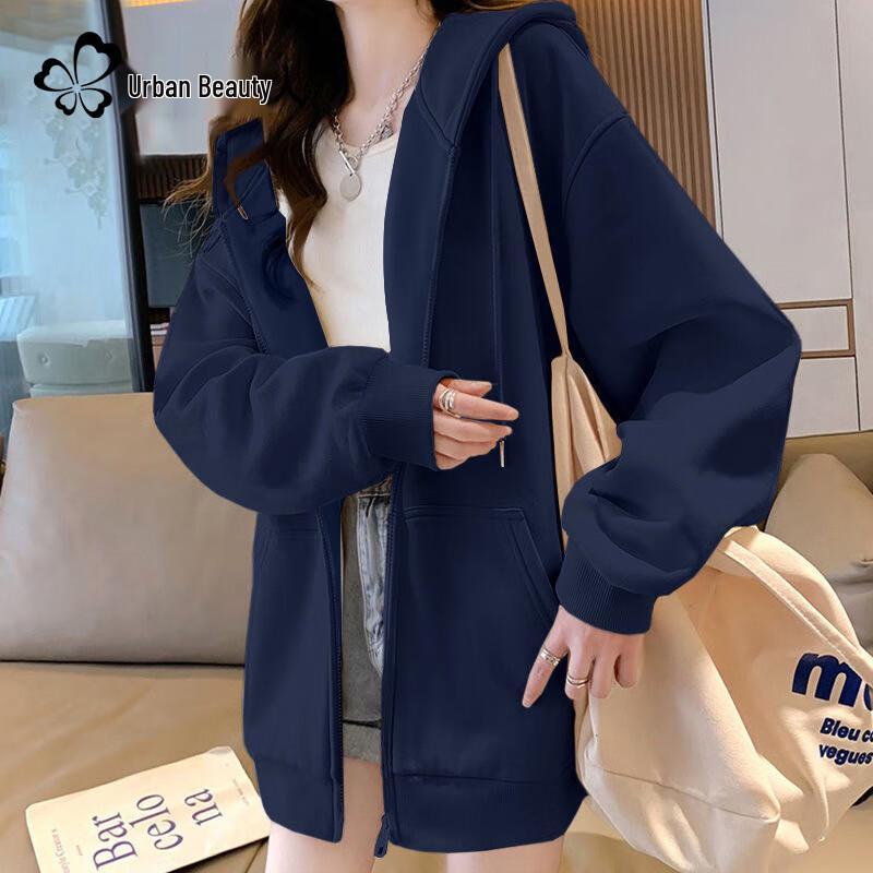 Women's Loose Fit Full-Zip Hooded Sweatshirt