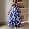Elegant French Chic Strapless High-Waist Pleated Tulle Ball Gown Dress Women 2025