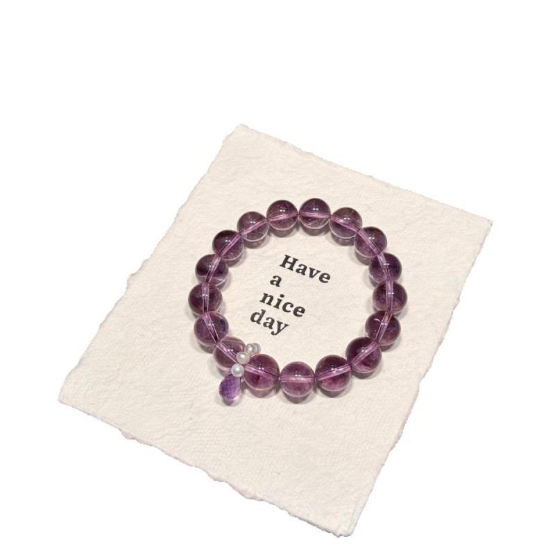 Natural Bolivia Amethyst Beaded Bracelet Elegant Womens Fashion Jewelry