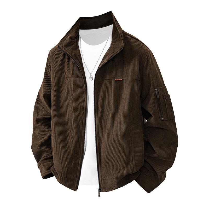 Corduroy Jacket Men's Jacket Autumn and Winter New Stand-up Collar Men's Clothing Casual Loose Trend Clothes
