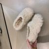 Women's Plush Semi-drag Winter New Round Toe Deep Mouth Platform Warm Flat Slippers