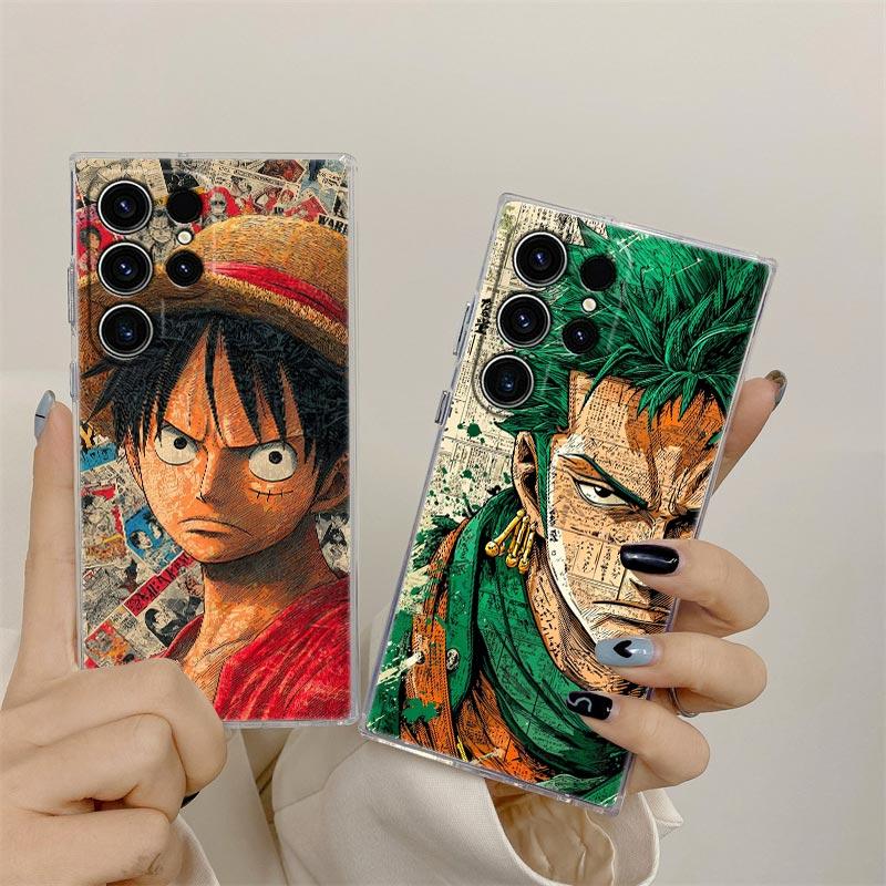Ones Pieces Luffy Zoro Fashion Case Coque For Samsung Galaxy S25 S26 S24 S23 Ultra S22 S20 Plus S21 FE A57 5G Clear Phone Cover
