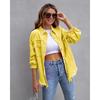 Nueva chaqueta vaquera de color liso de manga larga con rotos, estilo chaqueta, para mujer