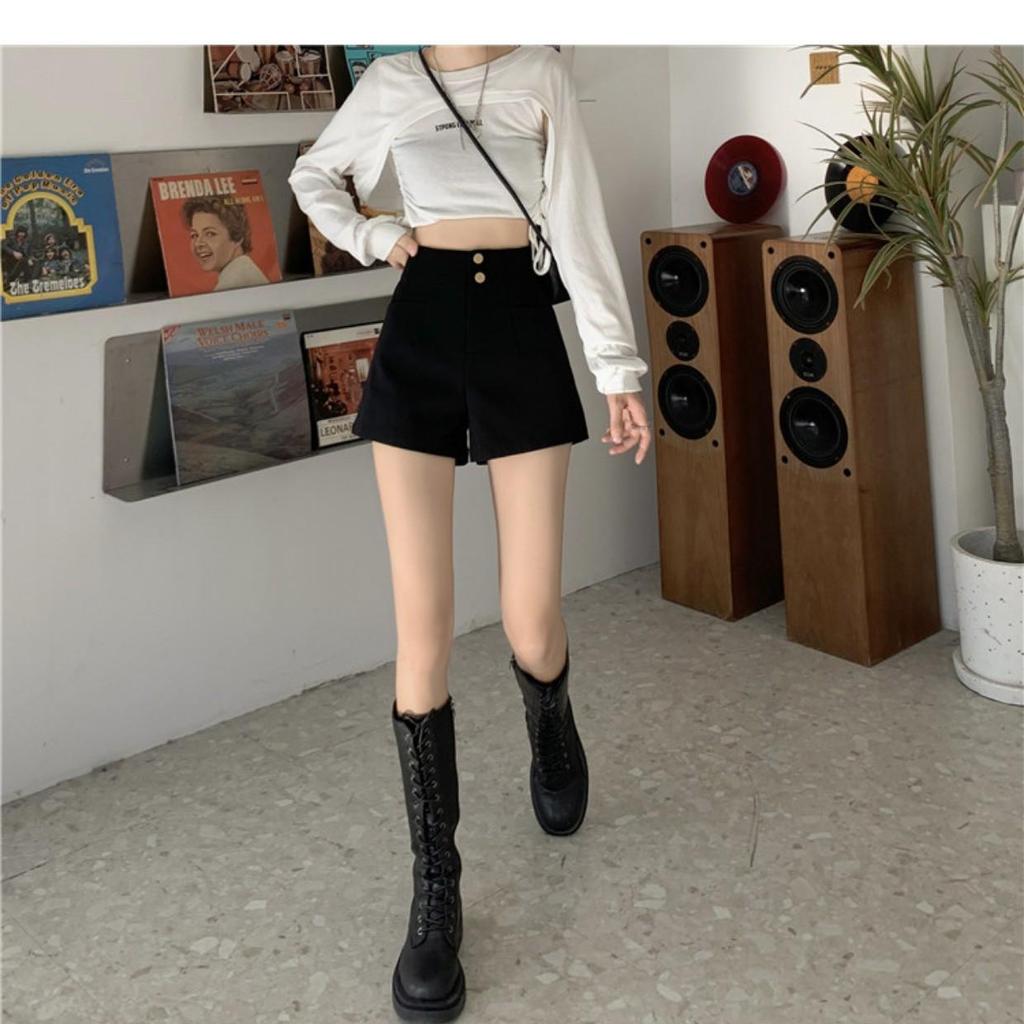 2024 Damen High Waist Schwarze A-Linien Sommer-Shorts: Schlankmachend, Vielseitig, Modisch für Freizeitkleidung mit Stiefeln