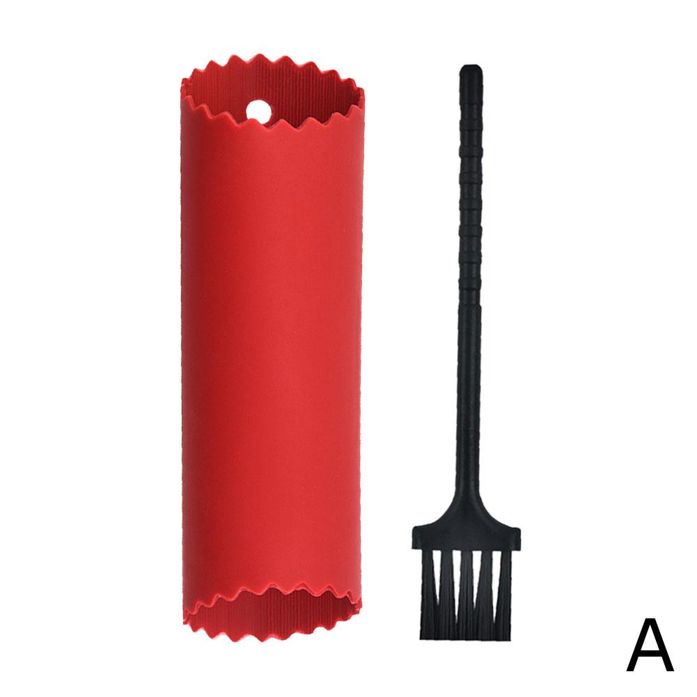 Silikon-Knoblauchschäler-Röhre 13x3cm Einfach zu schälen Küchenwerkzeug Hitzebeständig Rutschfester Griff Rot Grün Langlebiges Gadget mit Bürste