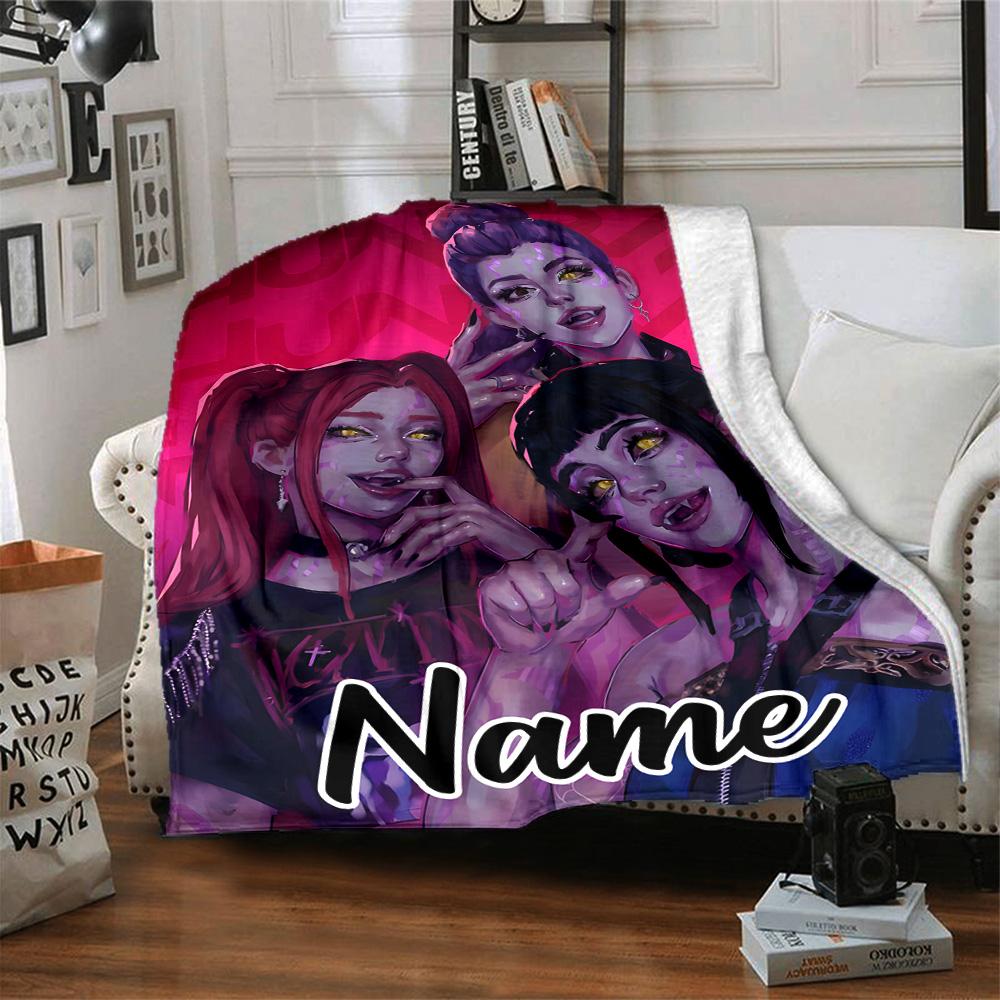 Customizable KPop Demon Hunters24 Throw Blanket – Personalized Name, All-Season Cozy Snug Blanket, Machine Washable, Personalized Blanket