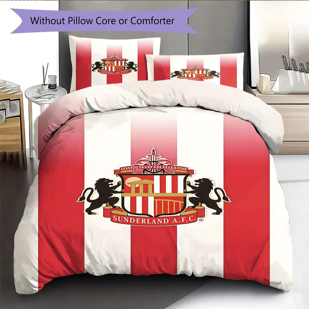 סט מצעים שמיכה עם לוגו SAFC כיסוי שמיכה ציפית לציפית קישוט לבית מתנת יום הולדת (1 * כיסוי שמיכה + 2 * ציפות, ללא ליבה)