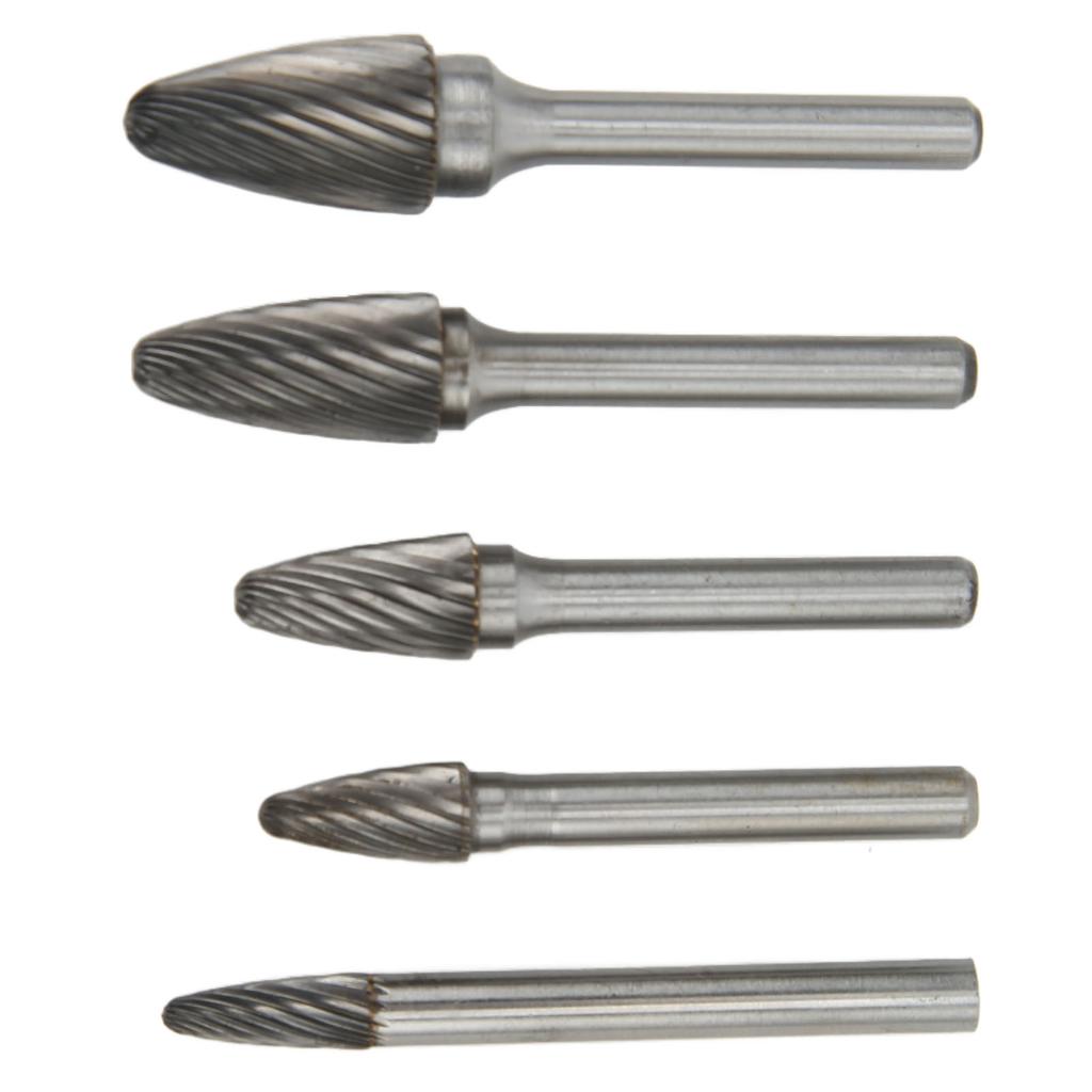 5 Stück Hartmetallfräser Einfachverzahnt Rotationsfeile mit 6mm 0.24in Schaft zum Gravieren Polieren Bohren