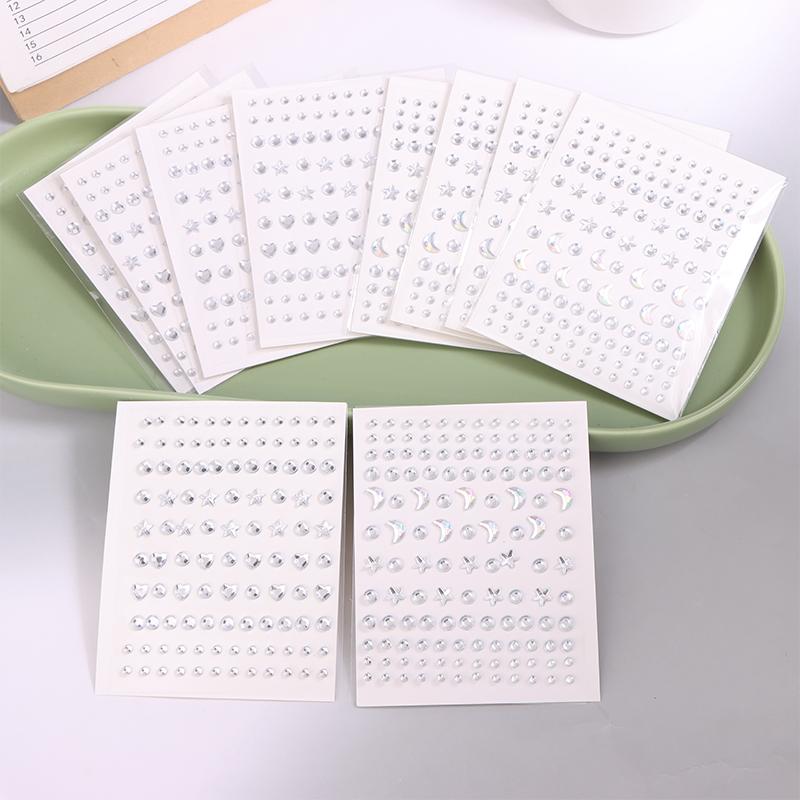 10Sheets White Various Shapes Non Piercing Lip Nails Sticker Self Adhesive Fake Lip Nail Eyebrow Nose Nail Belly Button Jewelry