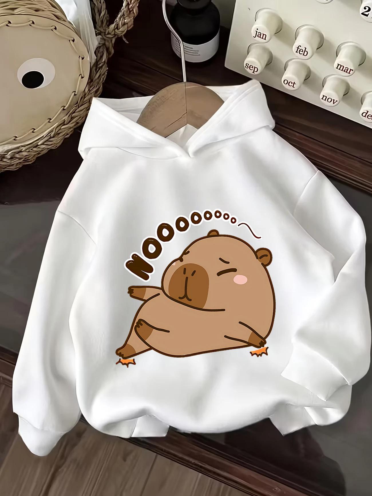 Lovely Capybara Kids Sweatshirt Hoodie Summer Cute Cartoon Crewneck Age 3-14 100