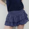 Women's Shirred Mini Skirt A-Line Pointelle High Waist Layered Ruffle Skirt for Summer Party Club