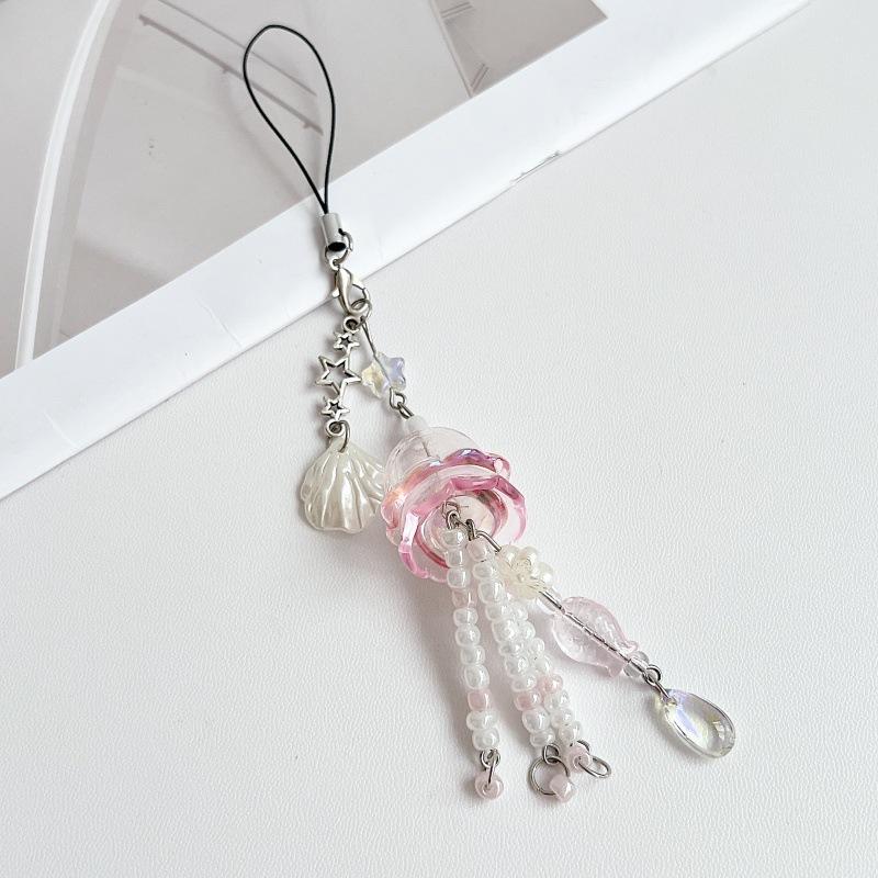 

Transparent Jellyfish Keychain Charms Phone Lanyard Chain Straps Cute Bag Backpack Hanging Pendant Key Chain Keyring For IPhone