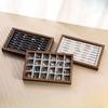 Shopping Mall Counter Jewelry Tray Display Walnut Box Flannel Jewelry Storage Large Capacity Ring Necklace Display Tray