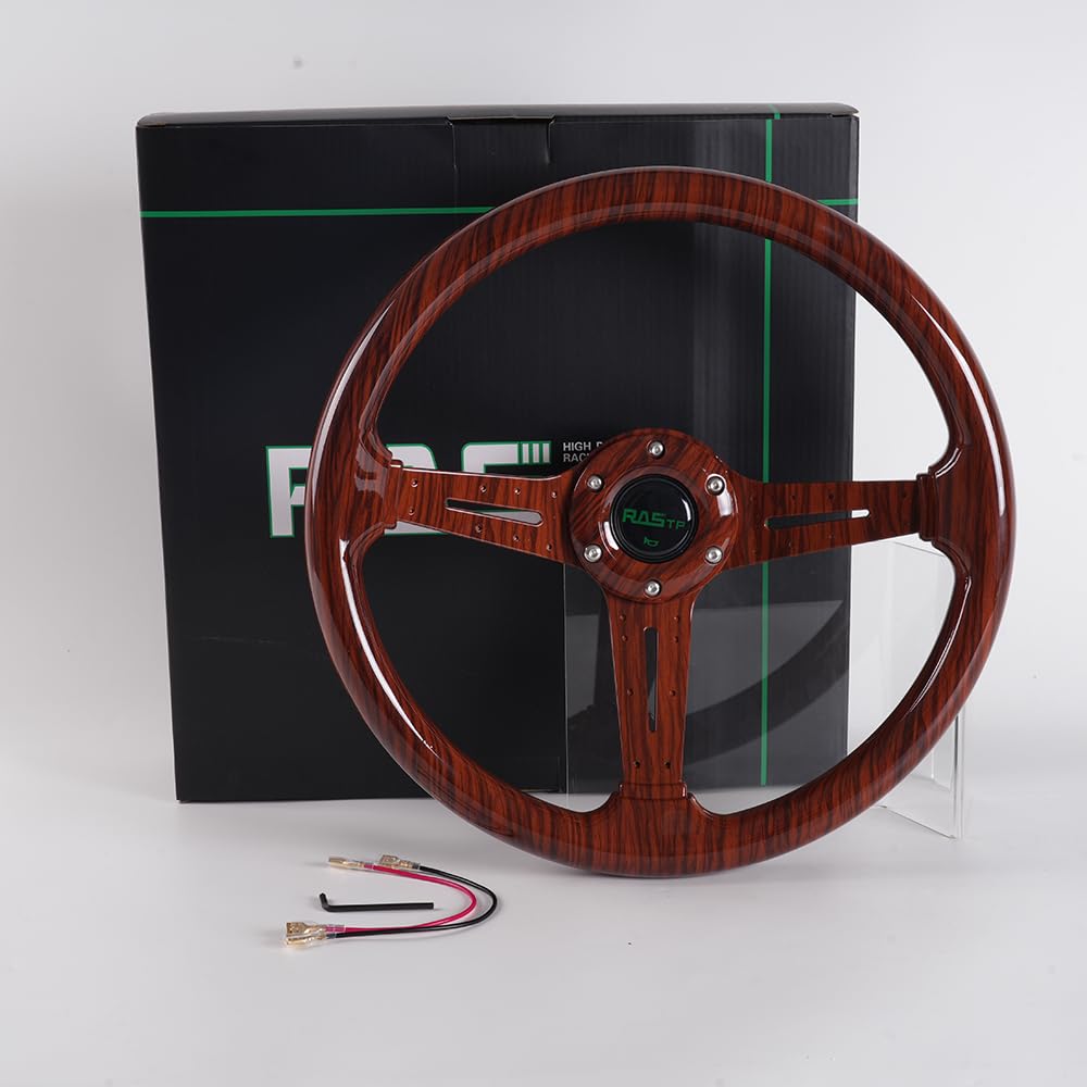 MUTEKI Car Steering 350mm Lightweight ABS Replacement for Cars and Deep Cone Steering Wheel with Horn Universal Fit Wheel, Diameter, Material, Games,