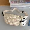 Wind soft shoulder bag plaid women's simple and versatile small breast bag girl student messenger bag
