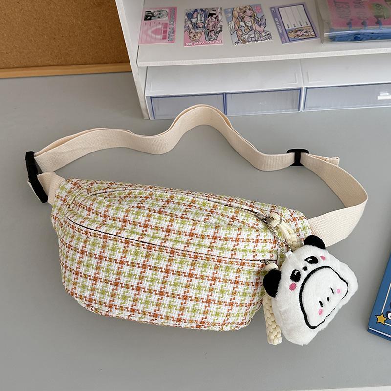 Wind soft shoulder bag plaid women's simple and versatile small breast bag girl student messenger bag