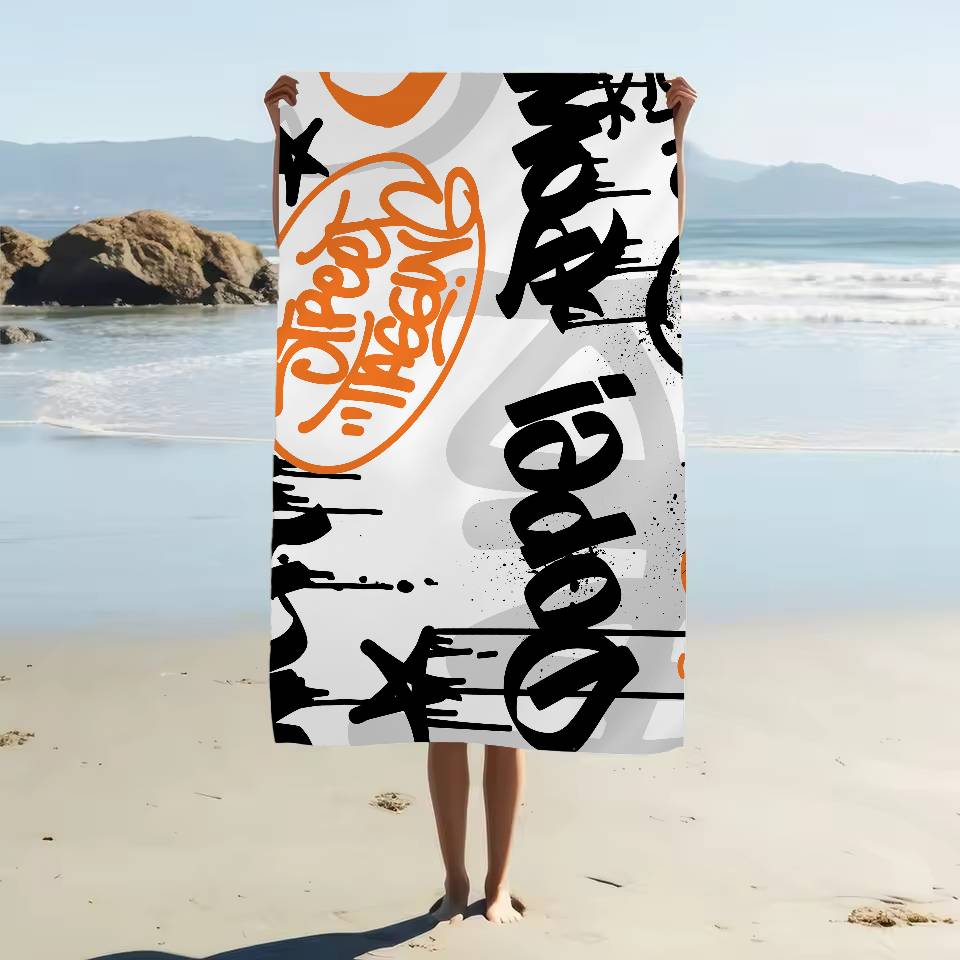 Alphabet Graffiti Muster Strandtuch für Kinder Badetuch Handtuch für den Pool Urlaubsgeschenk Picknicktuch Partygeschenk