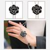 Black Rose Flower Long Necklace Sweater Chain Metal  Pendant Necklaces Adjusted