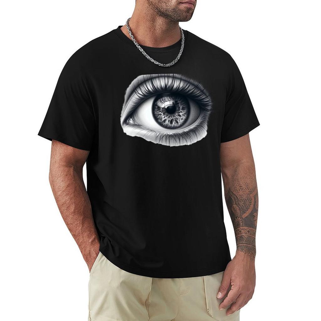 Eye skech Big realistic Unisexs Eye Pencil drawing TShirt Water Resistant Casual TShirt