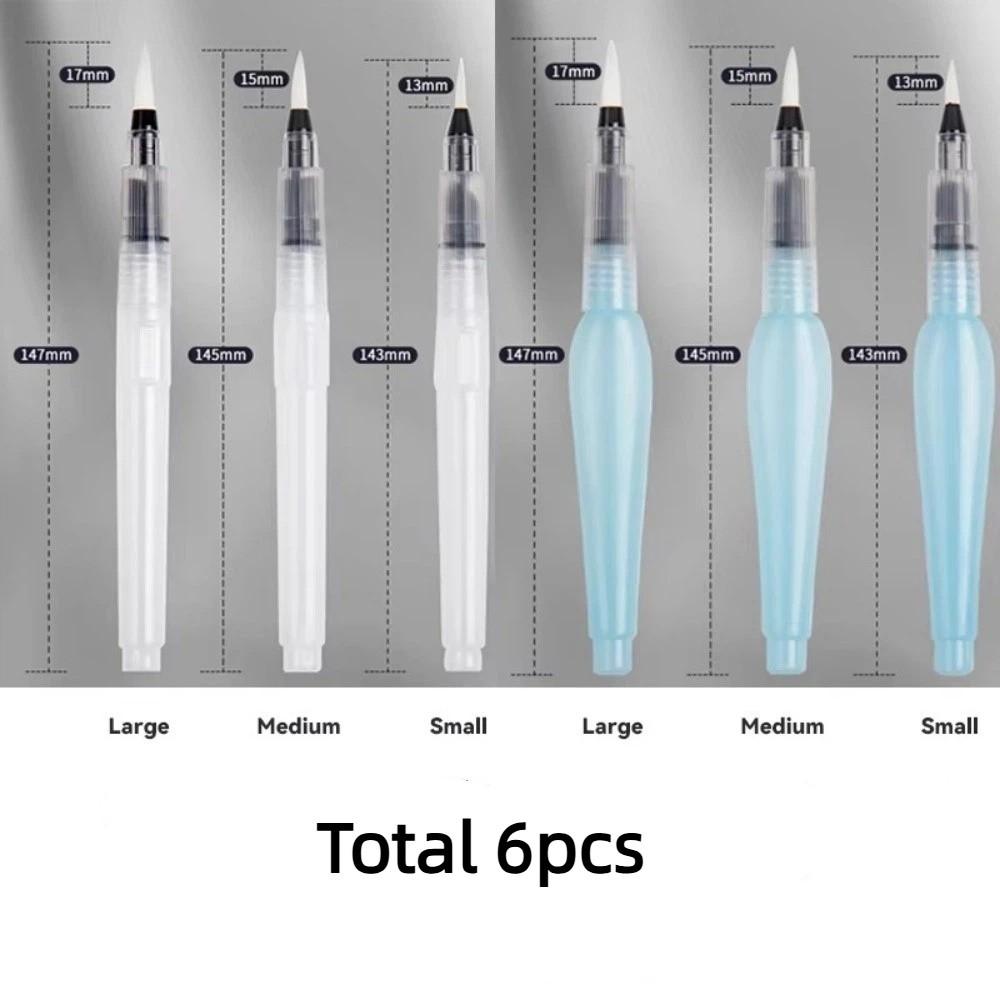 6pcs Refillable Watercolor Paint Brushes Nylon Painting Brush Art Calligraphy