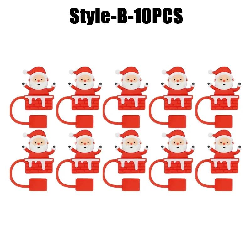 1-100PCSChristmasStraw DustCap 10mm Glass Straw Stopper Universal Water Bottle Reusable Cup Cover Accessories Holiday Party Gift