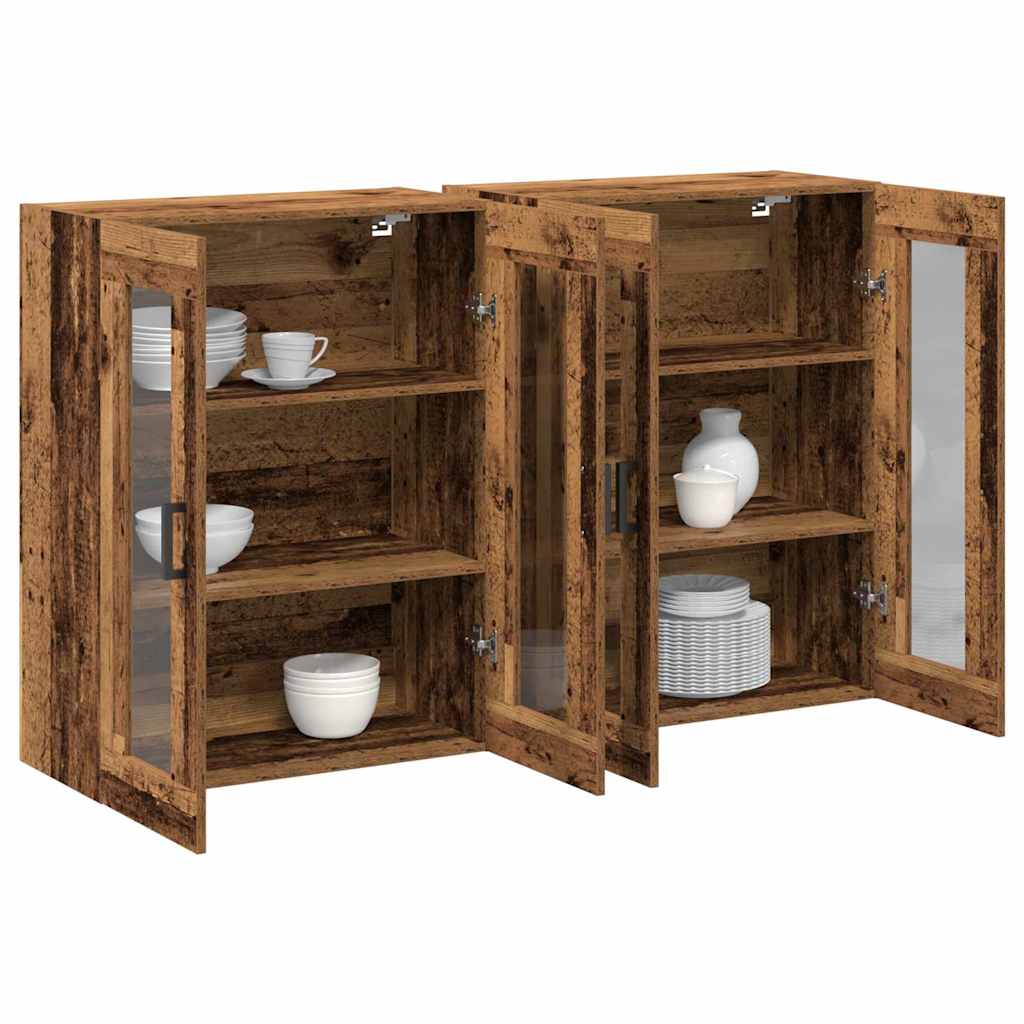 Wall Cabinets 2 pcs Reclaimed Wood Look 69.5 x 34 x 90 cm Particleboard