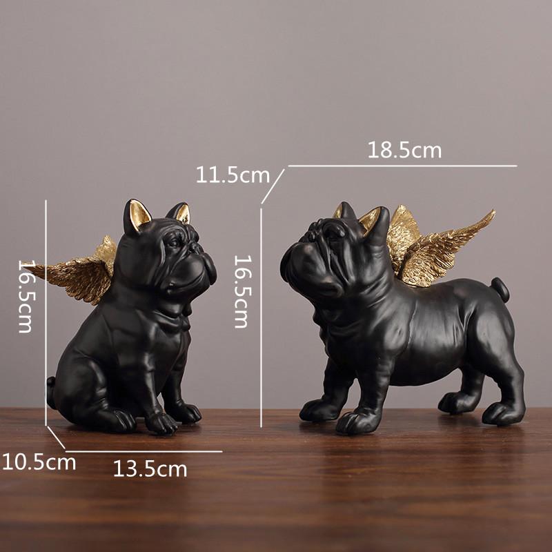 Resin Crafts Ornaments Animal Sculpture Angel Puppy French Bulldog Dog Statue Desktop Crafts Decoration Ornaments Two-piece Suit