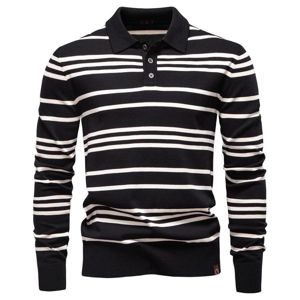 Men's Knitted Polo Shirts Long Sleeve Ribbed Textured Polo Shirt Collared Casual Golf Shirts for Men Polo Sweater Button Down Golf Pullover Sweaters