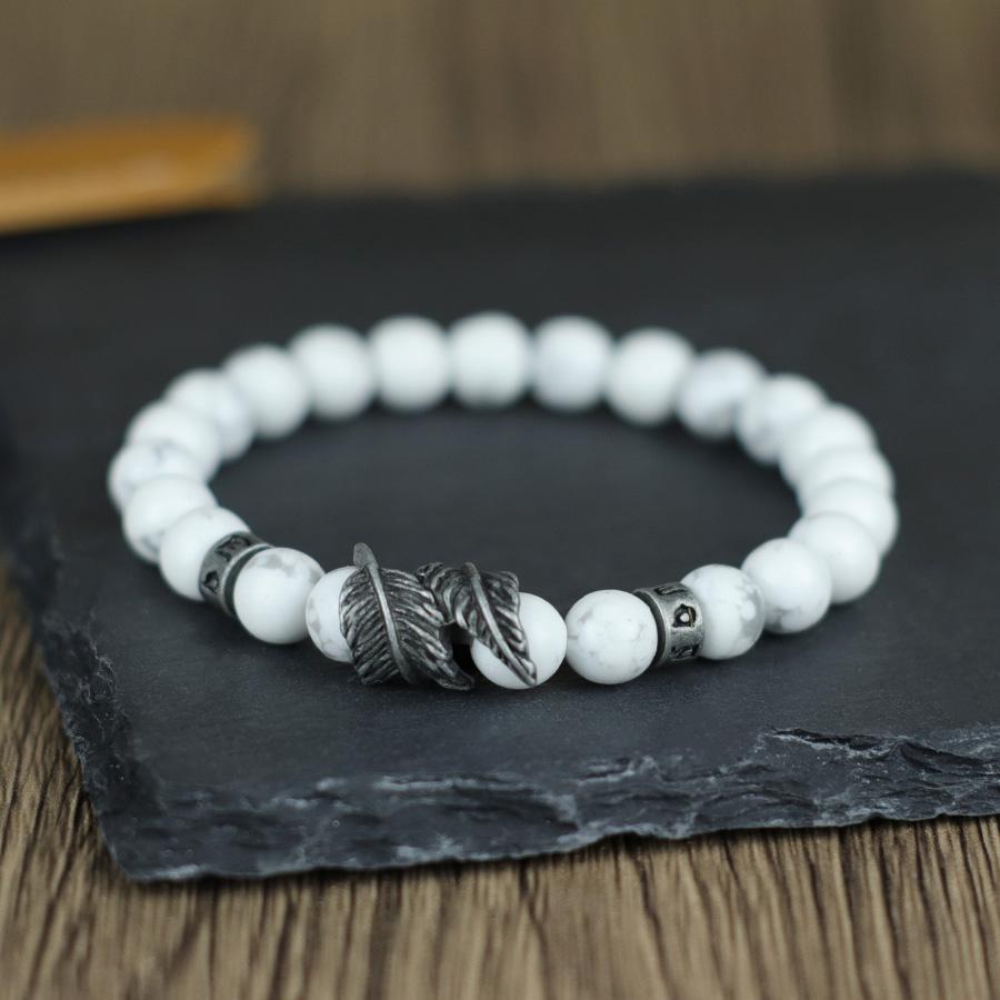 Vintage Feder Armband für Männer Sanskrit Mantra Armband Yoga Meditation Heilung Armband 8mm Lava Onyx Stein Kette Brazalete