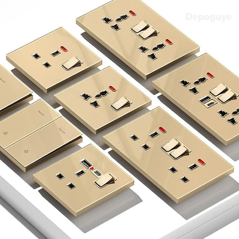 Universal 20W Type-C Wall Quick Charge Socket,Dual Switch Control Universal Power outlet,White UK Standard USB Interface Socket