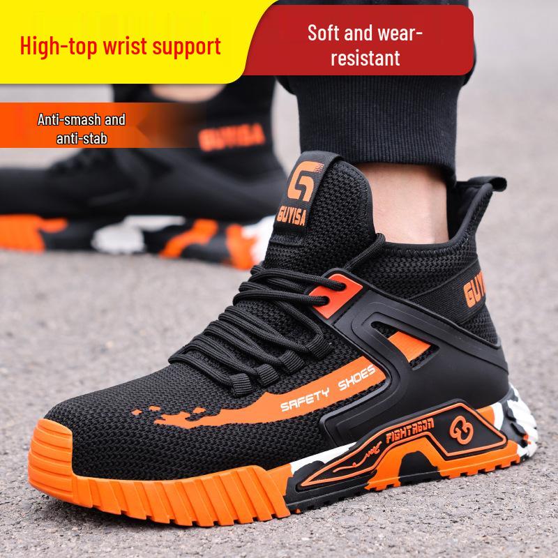 Men's Steel Toe Safety Shoes: Anti-Smash, Anti-Puncture, Fly-Knit, Soft Sole, Comfortable, High-Top Work Boots