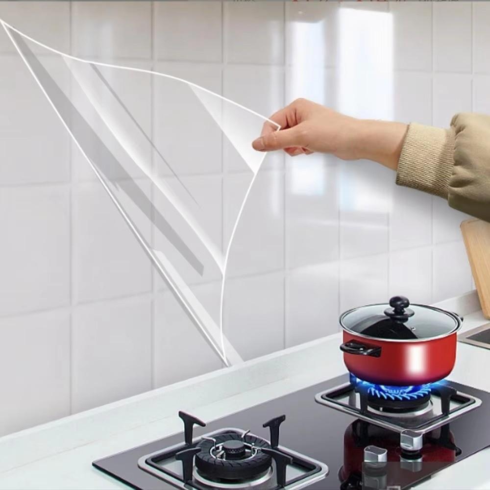 Protector de Pared Transparente Antifouling Película de Pared Extraíble Pegatina de Pared a Prueba de Aceite para Cocina Cocina