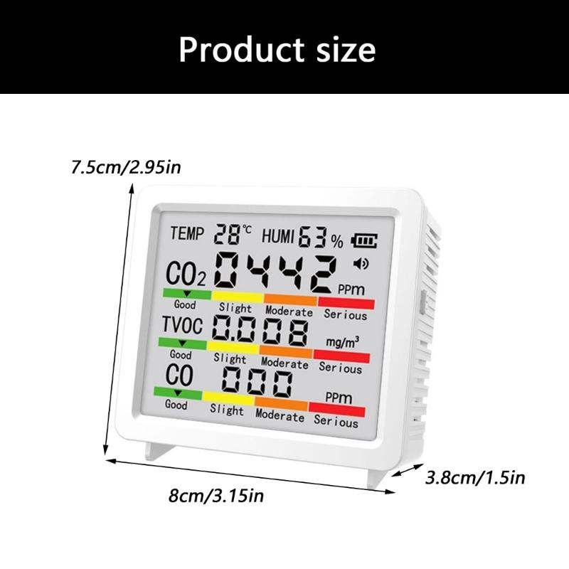 4inch Large Screen Multifunction Air Quality Monitor Including Temperature, Humidity, CO CO2 TVOC for Home