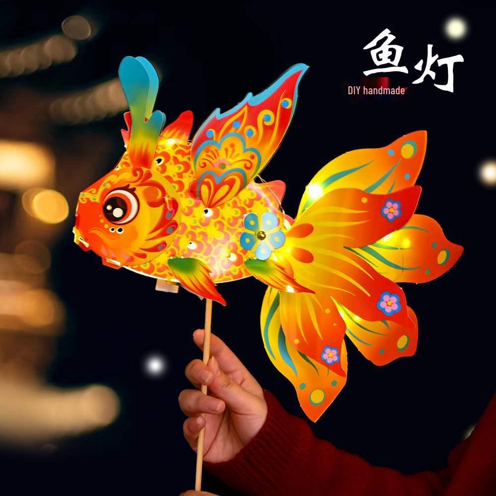 Children's DIY Luminous Dragon Fish Lantern: Ancient Style Mid-Autumn Festival Koi Paper Lantern Kit