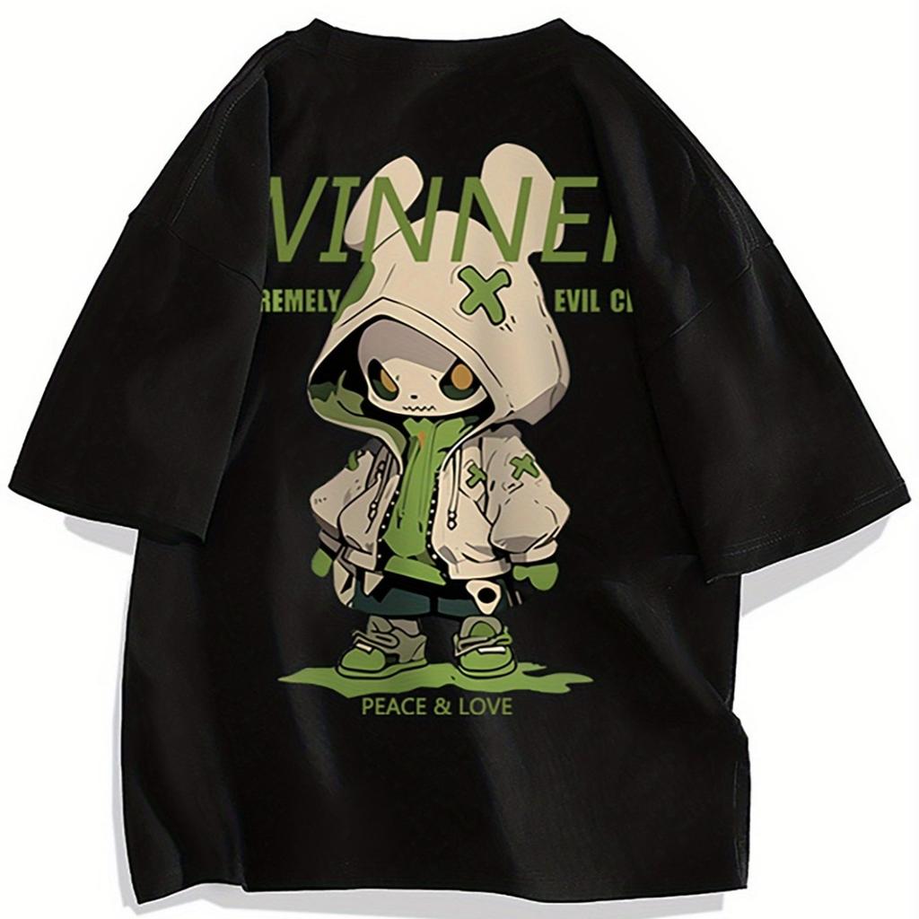 Men's Rabbit Graphic Tee 100% Cotton Casual Short Sleeve Crew Neck Breathable Soft Men's Clothing for Everyday Casual Style