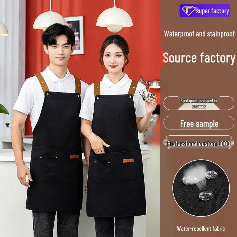 Waterproof Adjustable Double-Shoulder Apron with Custom Logo for Coffee Shops, Baking, and Nail Art