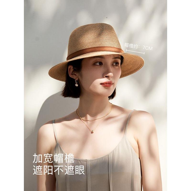 Panama hat women's summer travel seaside versatile sun protection sun hat temperament fashion top hat jazz hat