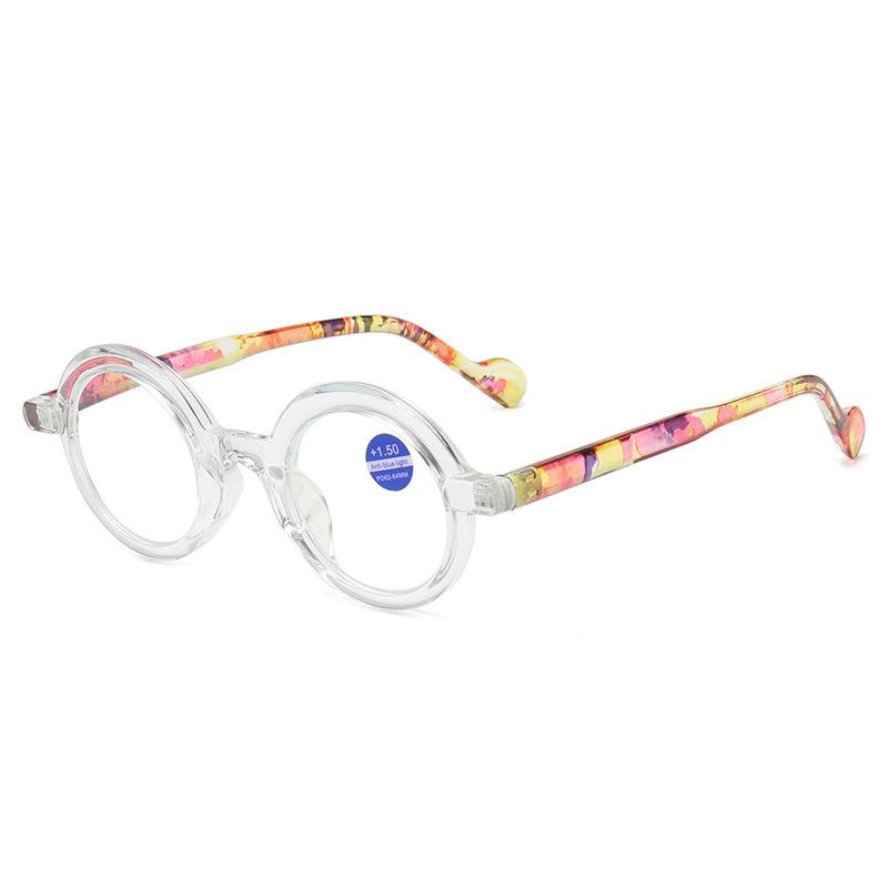 

Round Anti Blue Light Presbyopia Glasses Floral/Tortoiseshell Color Spring Eyeglass Leg Metal Hinge Durable Reading Glasses +4.0