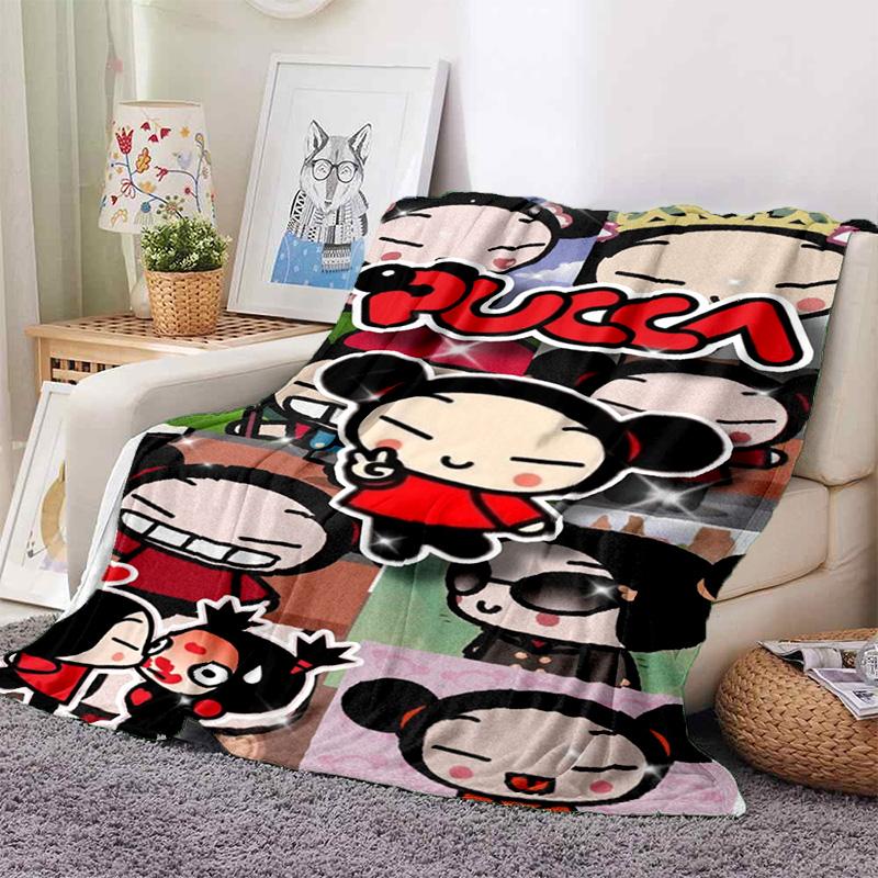 Chinese Doll P-Pucca Garu Blanket 3D Printed Cute Anime Cartoon Character Blanket Sofa Cover Blanket Air Conditioner Bed Sheet
