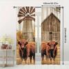 Set Of 2 Farmhouse Style Ox Pattern Printed Curtains Window Decoration Home Room Curtain Polyester