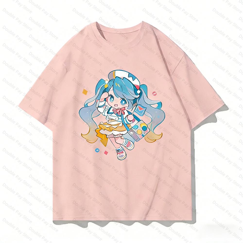Hatsune miku Q Version Anime TShirt Unisex Women tshirts Casual Short Sleeve Cartoon Graphic Tees Streetwear Tops Kids Tshirt