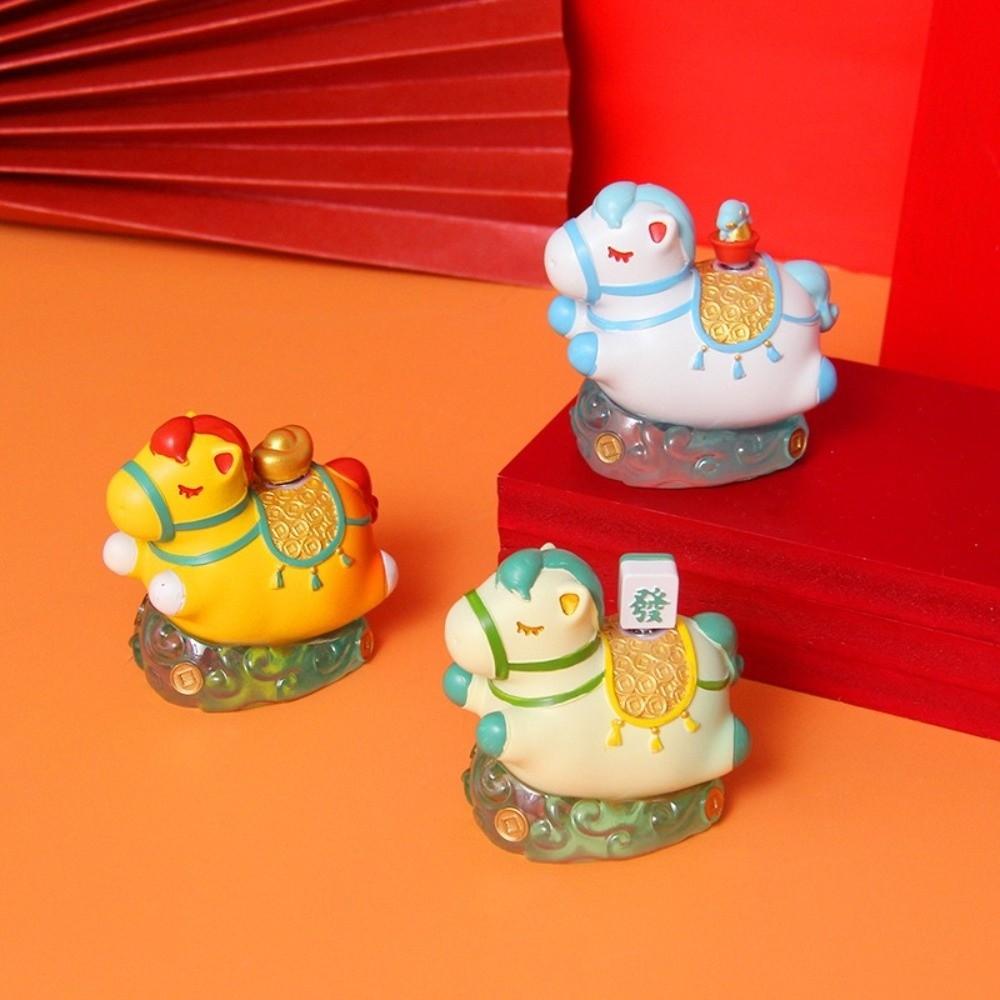 Rotatable Pony Ornament Kawaii Horse Mascot DIY Craft Zodiac Horse Figurines  Desktop Display