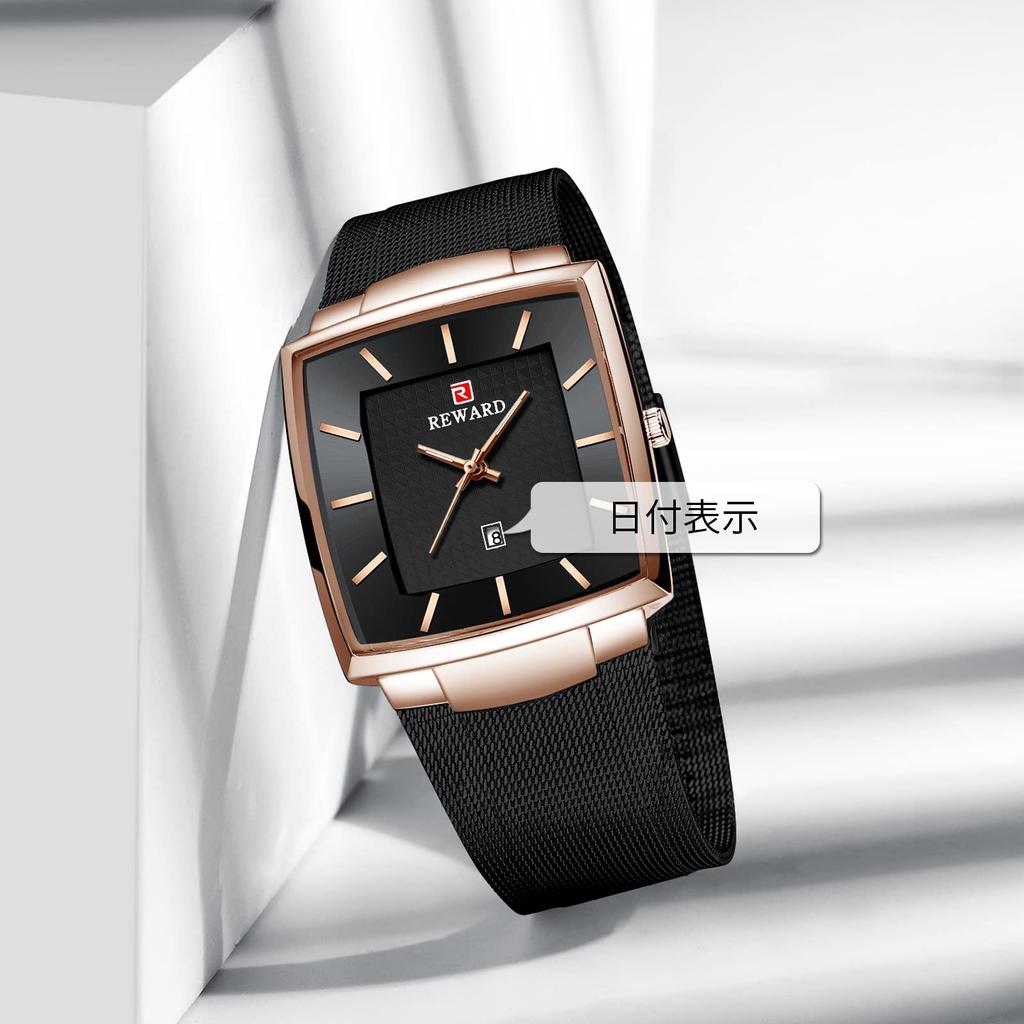 RORIOS Watch Square Watch Stylish Calendar Date Display Waterproof Japanese Movement Commuting To School Business Casual Quartz Watch Watch for Men